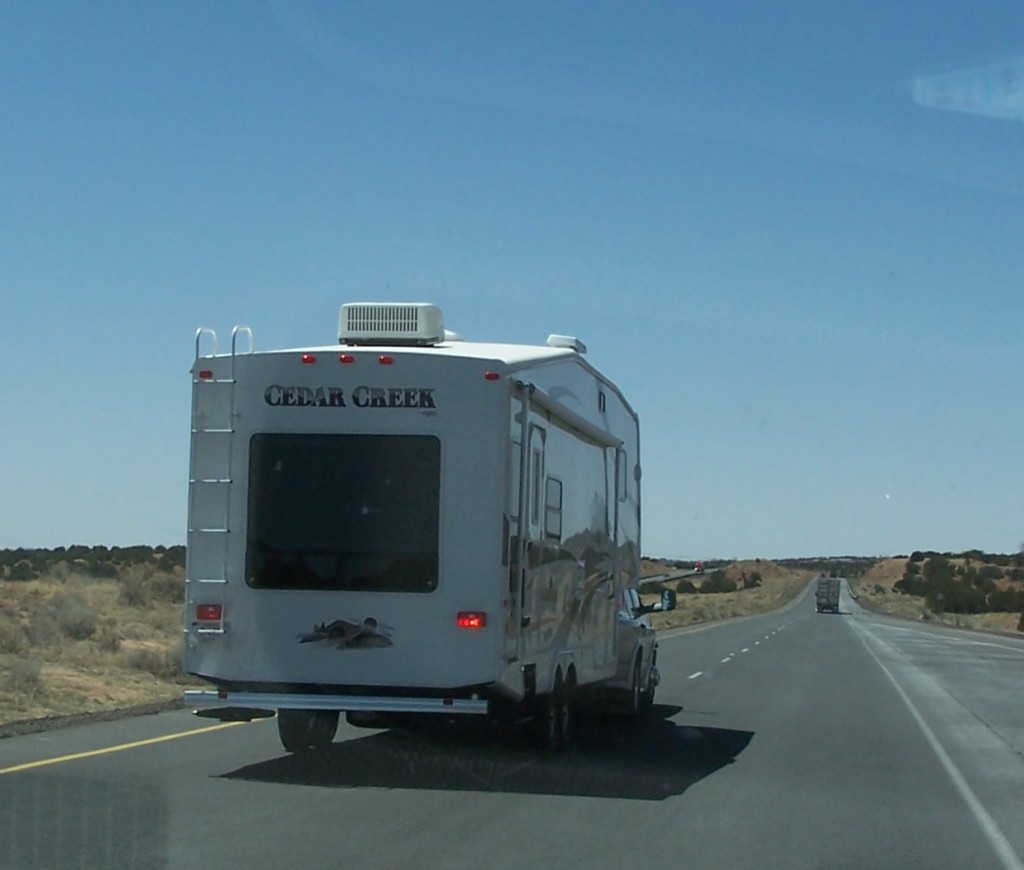 Fifth Wheel traveling on the highway