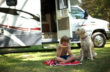 Class C Motorhome Child and Dog