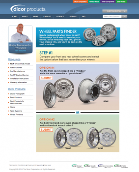 Dicor Wheel Finder webpage