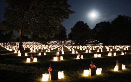 Fredericksburg National Cemetery during annual illumination program